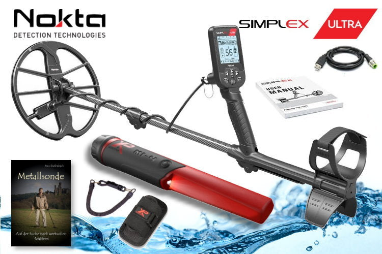 Nokta Simplex ULTRA Metalldetektor & XP MI-4 Pinpointer & Schatzsucherhandbuch
