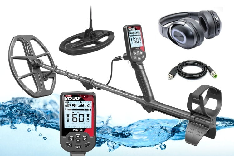 Metalldetektor Nokta Triple Score Metalldetektor Pro mit Bluetooth Kopfhörer und zwei Suchspulen